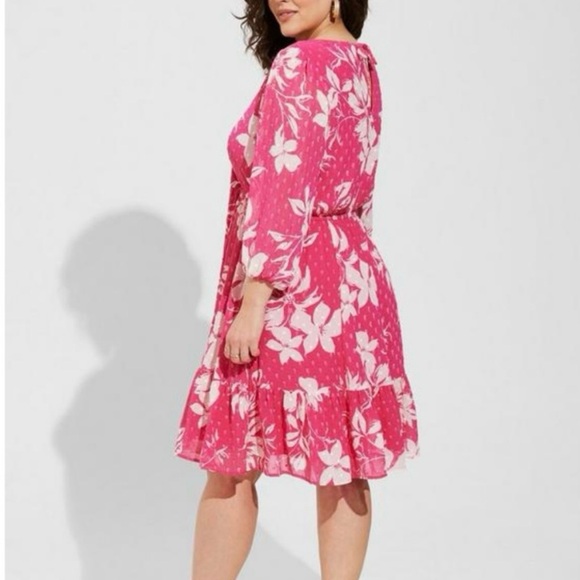 Torrid Pink White Floral Clip Swiss Dot‎ Pockets Dress Size 2X - Picture 4 of 14